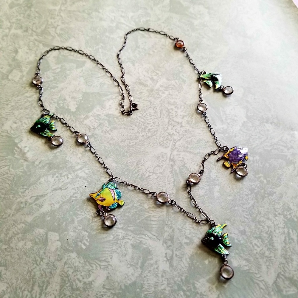 VINTAGE ZARAH FISH NECKLACE, BROOCH & EARRINGS SET
